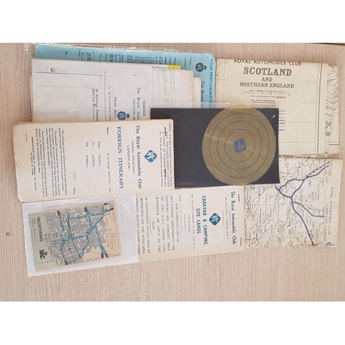 56 - Part of Social History of RAC - Touring Maps and Itineraries plus 4 Vintage RAC Badges