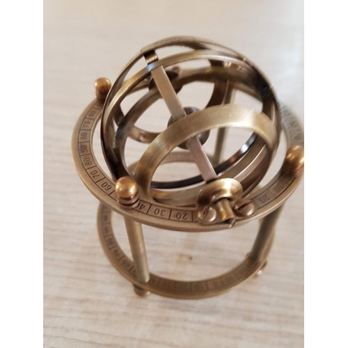 61 - Small Brass Armillary Sphere Astralobe Nautical Collectable Globe (10 x 8cm)