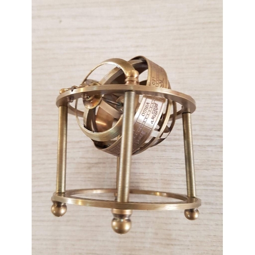 61 - Small Brass Armillary Sphere Astralobe Nautical Collectable Globe (10 x 8cm)