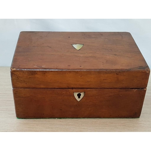 74 - Vintage Mahogany Trinket Box with 'Mother of Pearl' Inlay Containing Bangles and Watches (22 x 14.5 ... 