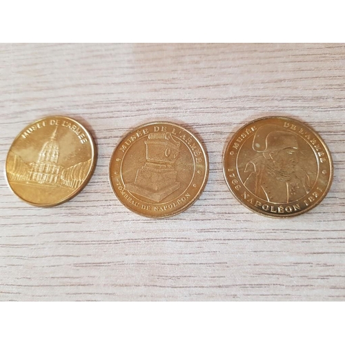 77 - Large Collection of Souvenir Coins and Medals From Different Museums in Carved Wooden Box with Brass... 