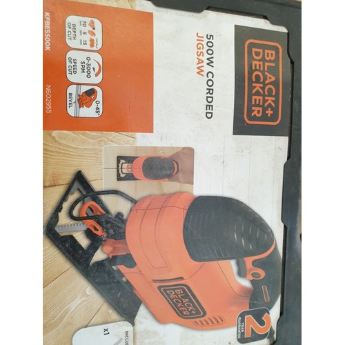 134 - Black & Decker 500w Jigsaw (Model: KEFBES500K) in Fitted Case, * Basic Test and Working *