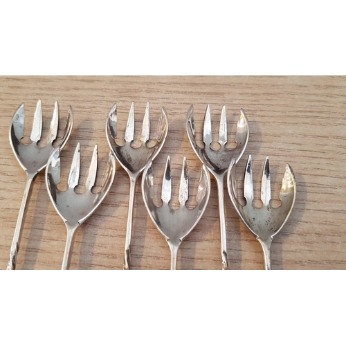 177 - Set of 6 x Traditional Cypriot Silver (.800) Desert Forks with Thistle Design, (Approx. 78g Total We... 