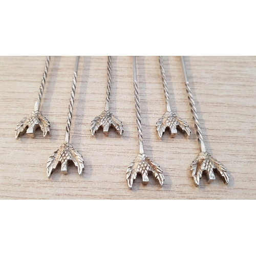 177 - Set of 6 x Traditional Cypriot Silver (.800) Desert Forks with Thistle Design, (Approx. 78g Total We... 