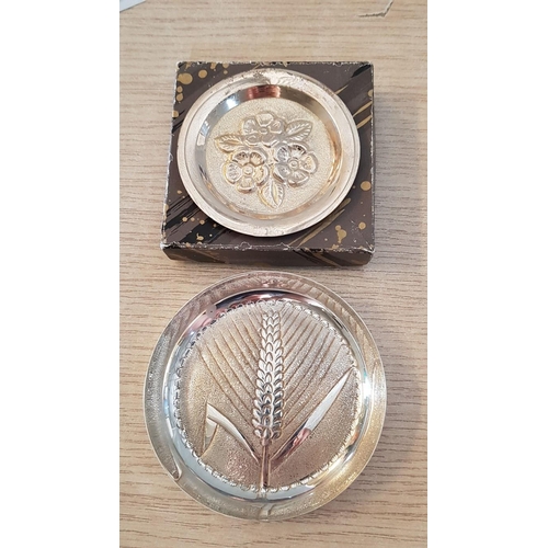 178 - 2 x Vintage Cypriot Silver (.830) Pin Dishes, One with Ear of Barley Design (Ø: 9.5cm, 39g) and Othe... 