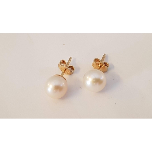 183 - 14ct Gold Single Peal Stud Earring, (Approx. 1.9g)