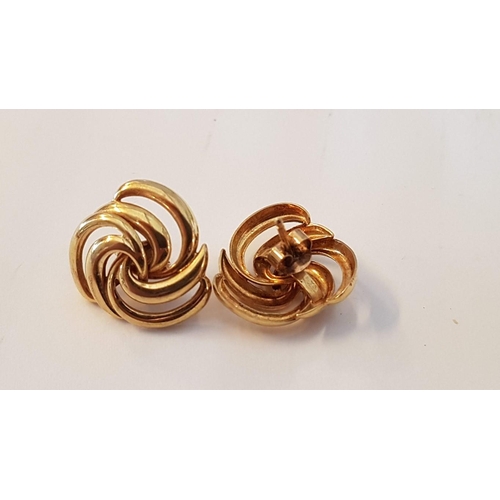 183A - Pair of 9ct Gold Swirl Stud Earrings, (Approx. 4g)