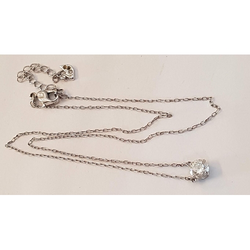 187 - Swarovski Necklace with White Metal Chain and Clear Crystal Pendant, (L: 43cm), Together with Swarov... 