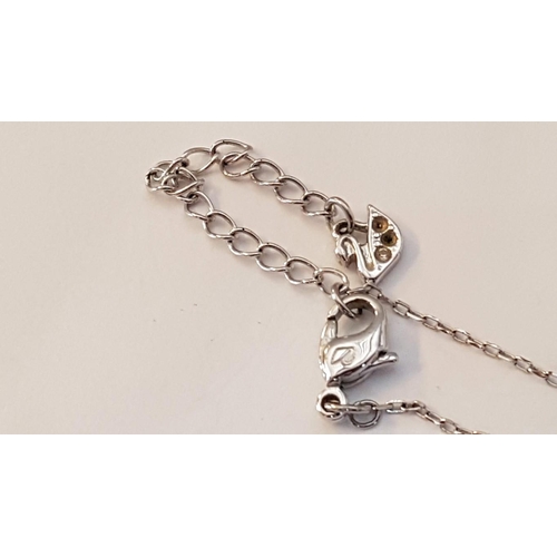 187 - Swarovski Necklace with White Metal Chain and Clear Crystal Pendant, (L: 43cm), Together with Swarov... 