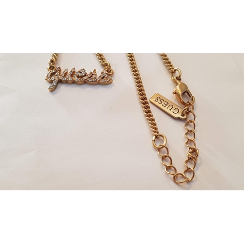 258 - 'Guess' Gold Tone Matching Bracelet and Necklace, Motif in Clear Stones, (Approx. L: 19 and 39cm), (... 