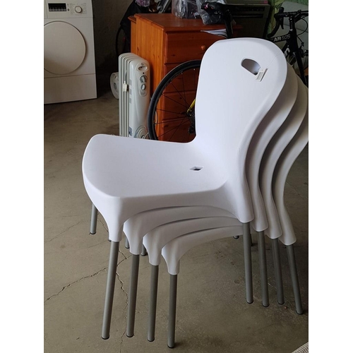 281 - Set of 4 x 'Best Quality' Plastic Chairs (White Colour) with Metal Legs), Unused, (4)