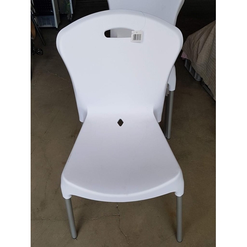 281 - Set of 4 x 'Best Quality' Plastic Chairs (White Colour) with Metal Legs), Unused, (4)