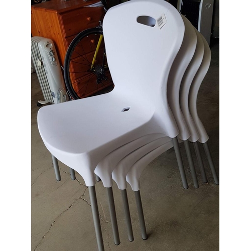 282 - Set of 4 x 'Best Quality' Plastic Chairs (White Colour) with Metal Legs), Unused, (4)