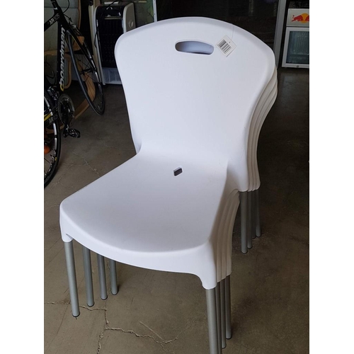 282 - Set of 4 x 'Best Quality' Plastic Chairs (White Colour) with Metal Legs), Unused, (4)