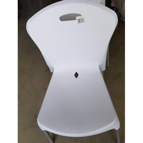 282 - Set of 4 x 'Best Quality' Plastic Chairs (White Colour) with Metal Legs), Unused, (4)