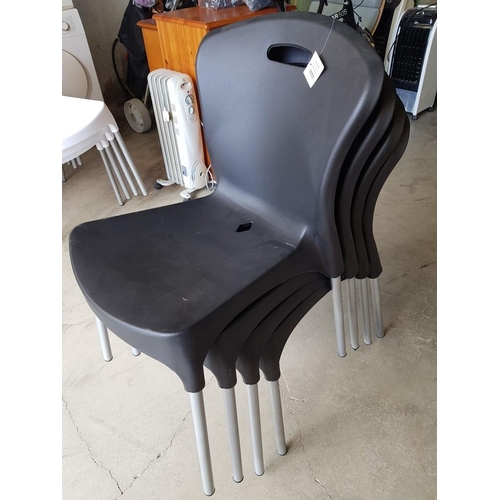 283 - Set of 4 x 'Best Quality' Plastic Chairs (Black Colour) with Metal Legs), Unused, (4)