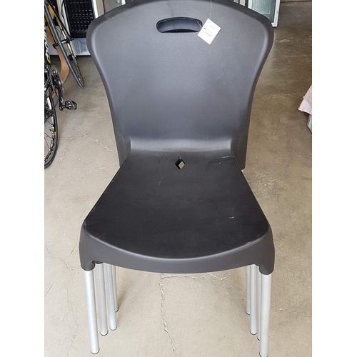 283 - Set of 4 x 'Best Quality' Plastic Chairs (Black Colour) with Metal Legs), Unused, (4)