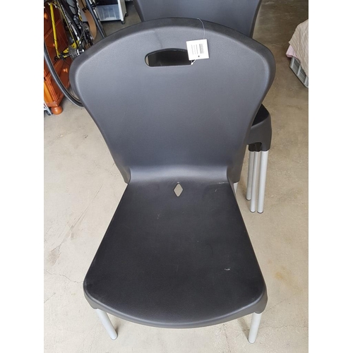 283 - Set of 4 x 'Best Quality' Plastic Chairs (Black Colour) with Metal Legs), Unused, (4)