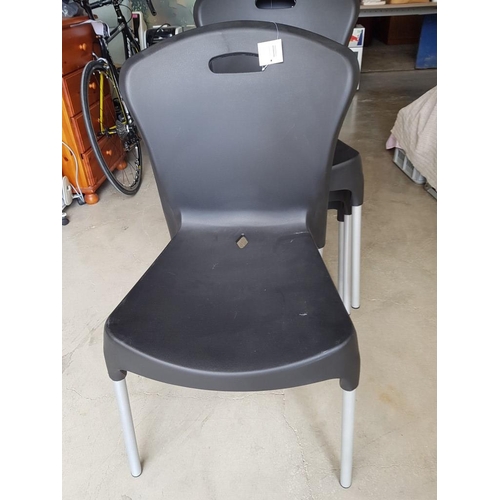 283 - Set of 4 x 'Best Quality' Plastic Chairs (Black Colour) with Metal Legs), Unused, (4)