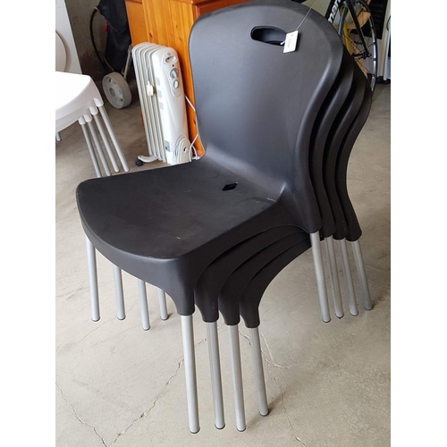 283A - Set of 4 x 'Best Quality' Plastic Chairs (Black Colour) with Metal Legs), Unused, (4)