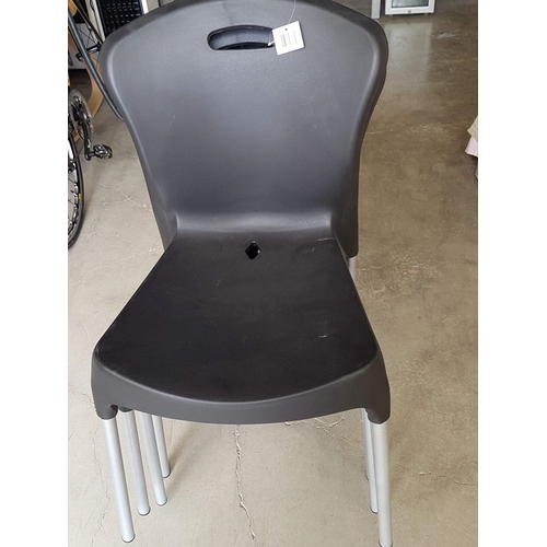 283A - Set of 4 x 'Best Quality' Plastic Chairs (Black Colour) with Metal Legs), Unused, (4)