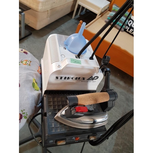 297 - Steam Iron on Stand (Stirolux Bove220), Together with Large Ironing Board (Working when Lotted)