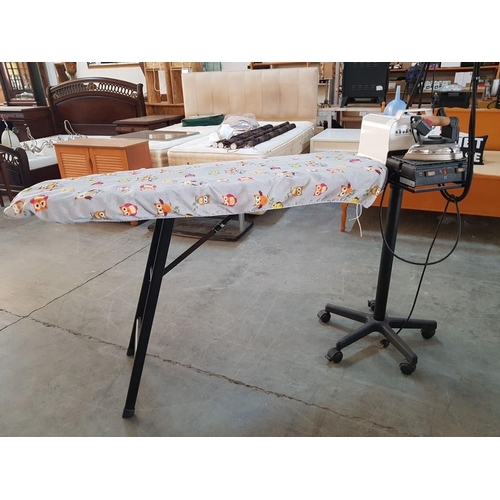 297 - Steam Iron on Stand (Stirolux Bove220), Together with Large Ironing Board (Working when Lotted)