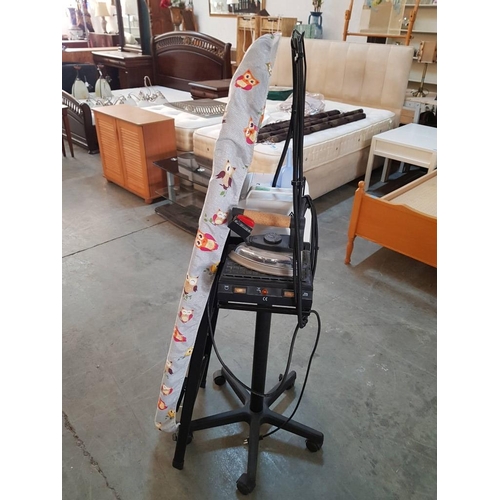 297 - Steam Iron on Stand (Stirolux Bove220), Together with Large Ironing Board (Working when Lotted)