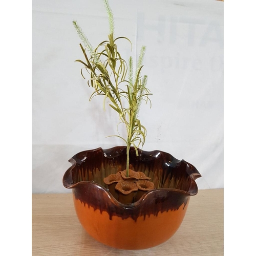 312 - Retro Style Flower Arranging Pottery Bowl Flower (32 x 17cm)