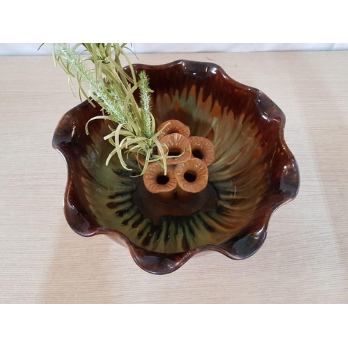 312 - Retro Style Flower Arranging Pottery Bowl Flower (32 x 17cm)