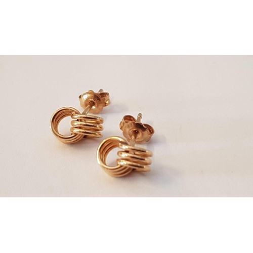 343 - Pair of 9ct Gold Double Interlocking Loop Earrings, (Approx. 1.9g)