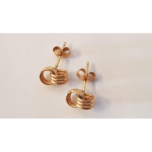 343 - Pair of 9ct Gold Double Interlocking Loop Earrings, (Approx. 1.9g)