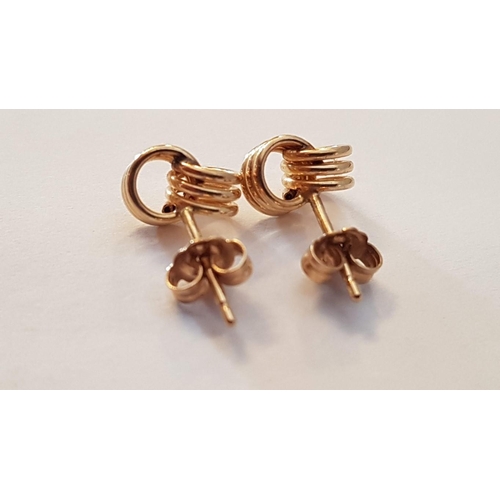 343 - Pair of 9ct Gold Double Interlocking Loop Earrings, (Approx. 1.9g)