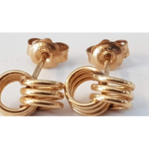 343 - Pair of 9ct Gold Double Interlocking Loop Earrings, (Approx. 1.9g)