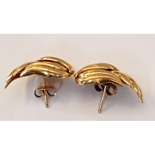 344 - Pair of 9ct Gold Wing Shape Earrings, (Approx. 4.4g)