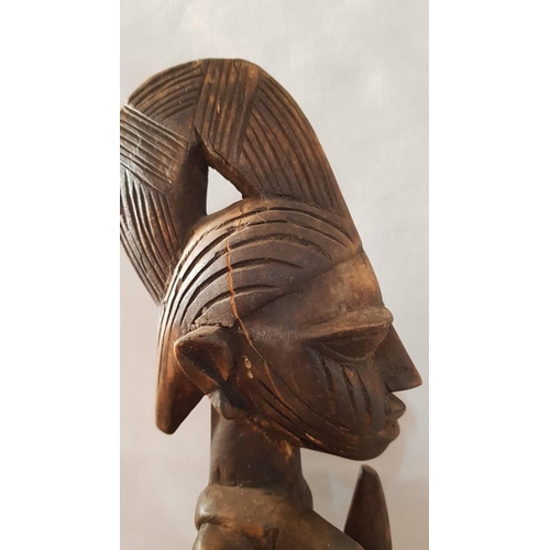 360 - African Tribal Art; 2 x Wooden Hand Carved Figurines of African Couple, (Approx. H: 33cm), (2)