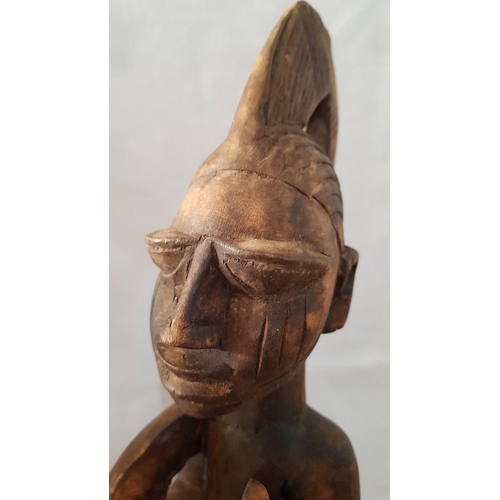 360 - African Tribal Art; 2 x Wooden Hand Carved Figurines of African Couple, (Approx. H: 33cm), (2)