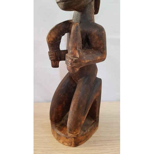 360 - African Tribal Art; 2 x Wooden Hand Carved Figurines of African Couple, (Approx. H: 33cm), (2)