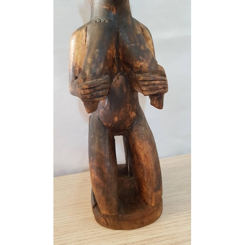 360 - African Tribal Art; 2 x Wooden Hand Carved Figurines of African Couple, (Approx. H: 33cm), (2)