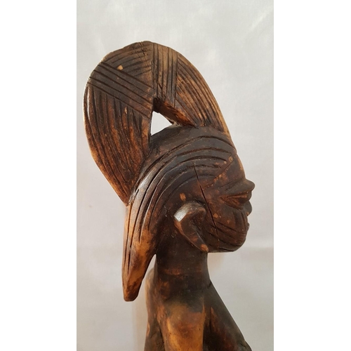 360 - African Tribal Art; 2 x Wooden Hand Carved Figurines of African Couple, (Approx. H: 33cm), (2)