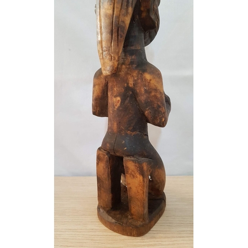 360 - African Tribal Art; 2 x Wooden Hand Carved Figurines of African Couple, (Approx. H: 33cm), (2)