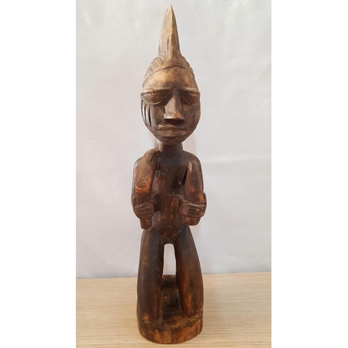 360 - African Tribal Art; 2 x Wooden Hand Carved Figurines of African Couple, (Approx. H: 33cm), (2)