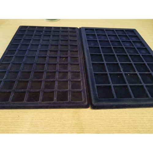 375 - Set of 9 x Navy Blue Velvet Coin Trays (8 x 40 Grid Frame and 1 x 84 Grid Frame), (Approx. 33 x 22cm... 