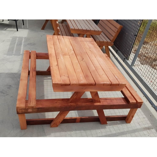 376 - Solid Wood Garden Patio Picnic Bench/Table with Benches