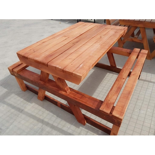 376 - Solid Wood Garden Patio Picnic Bench/Table with Benches