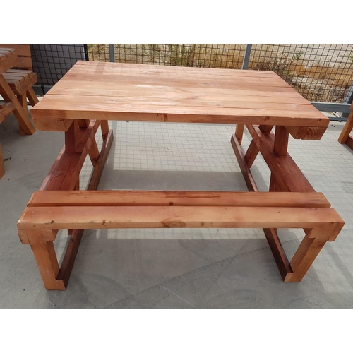 376 - Solid Wood Garden Patio Picnic Bench/Table with Benches