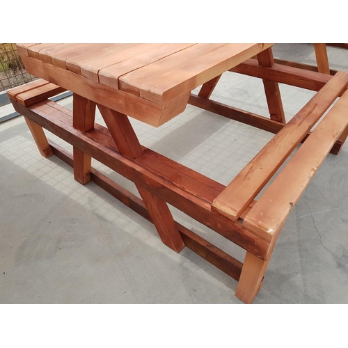 376 - Solid Wood Garden Patio Picnic Bench/Table with Benches