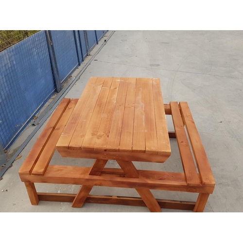 377 - Solid Wood Garden Patio Picnic Bench/Table with Benches