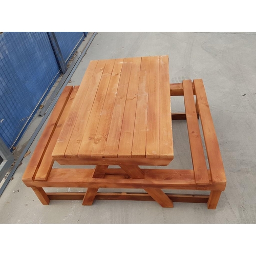 377 - Solid Wood Garden Patio Picnic Bench/Table with Benches