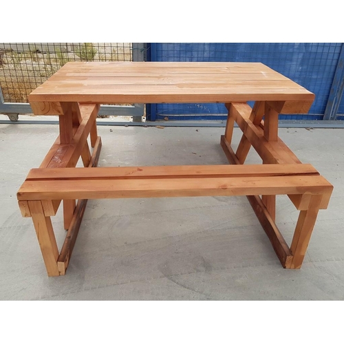 377 - Solid Wood Garden Patio Picnic Bench/Table with Benches